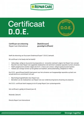 D.O.E. certificaat D.O.E. certificaat