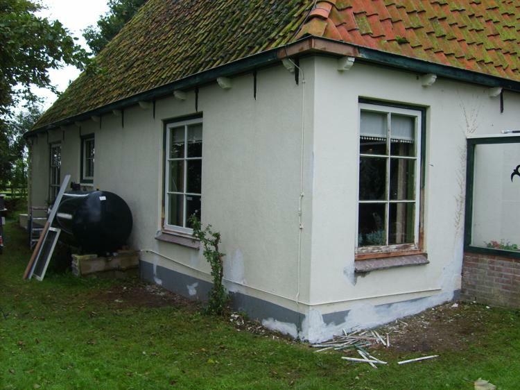 Deelvervanging van de hoek van de dakgoot.